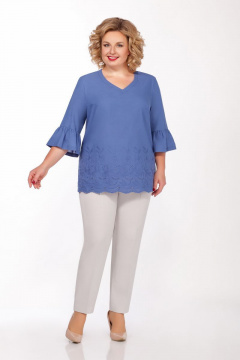 Комплект Туника и Брюки из хлопка для летнего гардероба LaKona 1296 голубой_с_песочным - фото 1