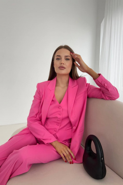 Элегантный костюм с пиджаком, брюками и жилетом из текстиля Temper 105 розовый - фото 5