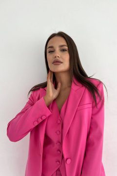 Элегантный костюм с пиджаком, брюками и жилетом из текстиля Temper 105 розовый - фото 2