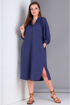 Платье свободного силуэта с боковыми рельефами и карманами Таир-Гранд 6544 черника - фото 3