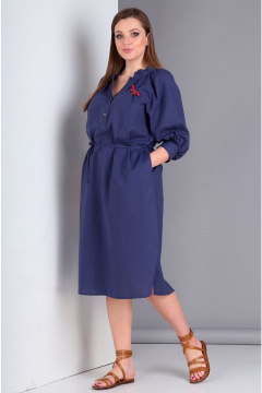 Платье свободного силуэта с боковыми рельефами и карманами Таир-Гранд 6544 черника - фото 1