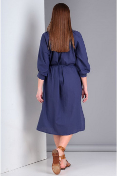 Платье свободного силуэта с боковыми рельефами и карманами Таир-Гранд 6544 черника - фото 4