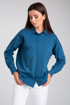 Синяя блузка-рубашка с кокеткой и застежками на пуговицы IVARI 404/1 морская_волна - фото 1