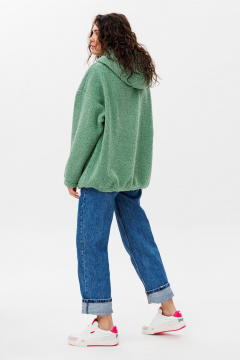Зеленое худи oversize с капюшоном и карманом-кенгуру HIT 0220 зеленый - фото 5