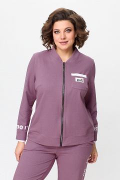 Стильный демисезонный костюм из трикотажа с накладными карманами Bonna Image 889 сливовый - фото 5