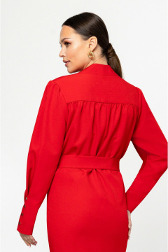 Красное платье с фигурным вырезом, складками и разрезом Lissana 4884 красный - фото 4