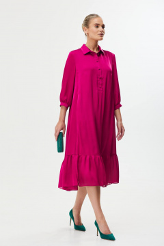 Платье в фуксии свободного кроя с воланами и пуговицами Твой имидж 1756/1 фуксия - фото 5