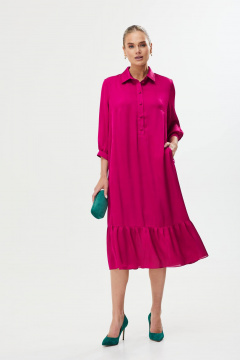 Платье в фуксии свободного кроя с воланами и пуговицами Твой имидж 1756/1 фуксия - фото 4