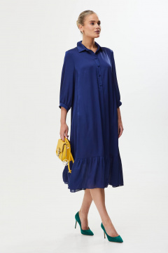 Платье с воланами и пуговицами: насыщенный фиолетовый цвет Твой имидж 1757/1 синий - фото 3