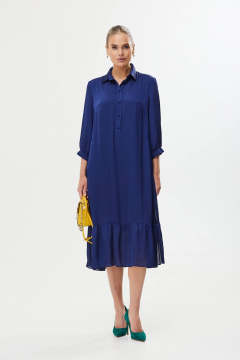 Платье с воланами и пуговицами: насыщенный фиолетовый цвет Твой имидж 1757/1 синий - фото 1