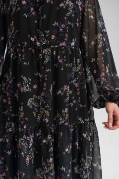 Романтичное шифоновое платье с воланами и шнурком FASHION CENTRE П-3625 темно-синий - фото 2