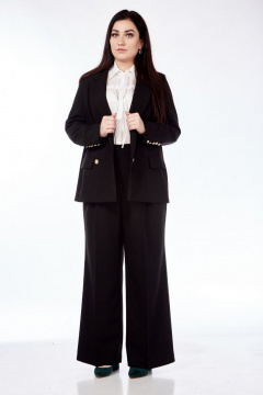 Деловой костюм жакет и брюки из костюмной ткани Nati Brend 0023 черный - фото 1