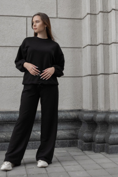 Спортивный костюм с лампасами и завязками Nati Brend 007 черный - фото 1