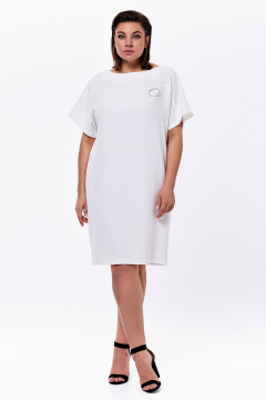 Платье свободного кроя с кольцами и фигурным вырезом KaVaRi 1010.4 молочный - фото 1