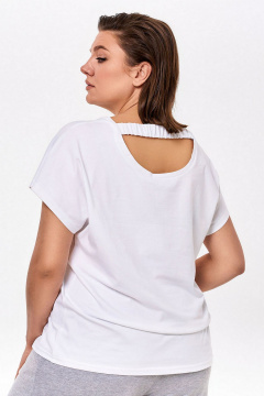 Футболка с дизайнерским принтом и высокоедиа гладким рукавом KaVaRi 4007 молочный_принт - фото 5