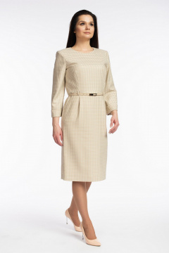 Платье в стиле деловой кэжуал с отрезным поясом FASHION CENTRE Пв-3624 молочно-песочный - фото 2