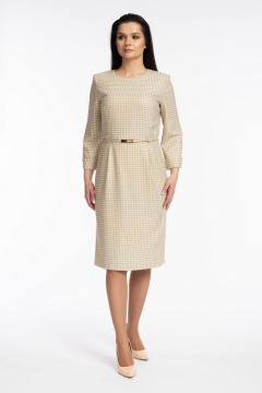 Платье в стиле деловой кэжуал с отрезным поясом FASHION CENTRE Пв-3624 молочно-песочный - фото 1