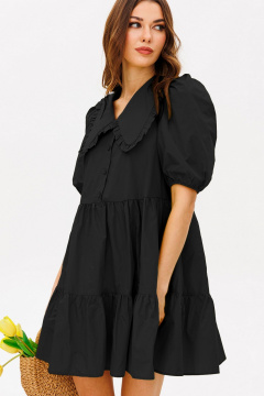 Платье А-силуэта с воротником и коротким рукавом Butеr 2759 черный - фото 5
