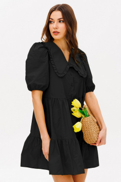Платье А-силуэта с воротником и коротким рукавом Butеr 2759 черный - фото 4