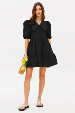 Платье А-силуэта с воротником и коротким рукавом Butеr 2759 черный - фото 1