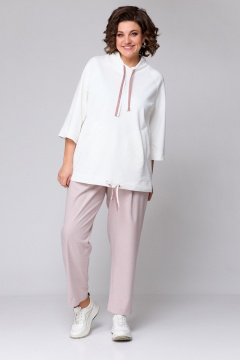 Демисезонный спортивный комплект из брюк и худи Michel chic 1366 пудра,молоко - фото 2