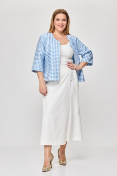 Бежево-голубой комплект из жакета и брюки-кюлоты Michel chic 1335/1 голубой,белый - фото 1