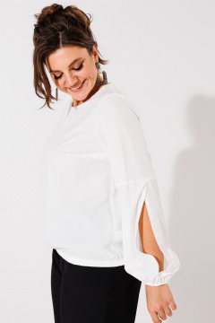 Элегантная белая блуза с разрезами на рукавах Anelli 1355 белый - фото 4