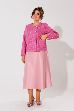 Модная атласная юбка миди с косым кроем Anelli 1291 нежно-розовый - фото 5