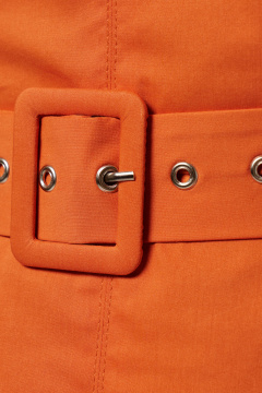 Платье приталенное с поясом и карманами Панда 143683w оранжевый - фото 4