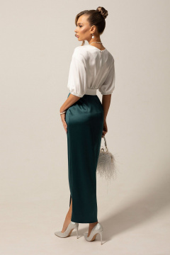 Блуза и юбка нарядный комплект из текстиля Golden Valley 6588 молочно-зеленый - фото 3