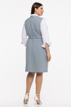 Деловой демисезонный приталенный сарафан из текстиля Avila 0833 серый - фото 5
