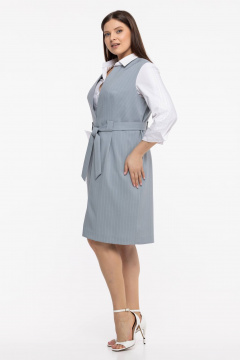 Деловой демисезонный приталенный сарафан из текстиля Avila 0833 серый - фото 4
