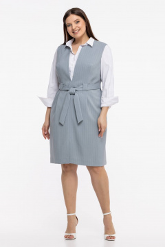 Деловой демисезонный приталенный сарафан из текстиля Avila 0833 серый - фото 2