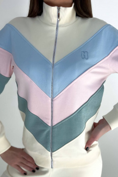 Демисезонный джемпер с контрастными резами и молнией GO F4025/02-01 - фото 3