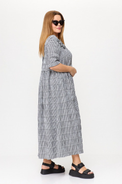 Платье из жатки с завышенной талией и карманами Michel chic 2132/1 черный,белый - фото 5