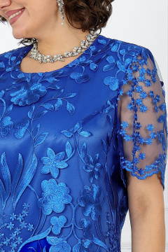 Платье футляр с кружевом и атласом, нарядное Ninele 7231 василек - фото 3
