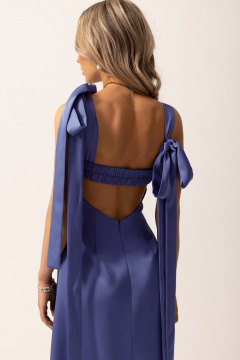 Платье на бретелях без воротника с вырезом V из текстиля Golden Valley 4978 синий - фото 3