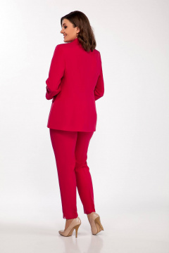 Деловой комплект блуза, брюки и жакет из текста Ольга Стиль С-656 фуксия - фото 3