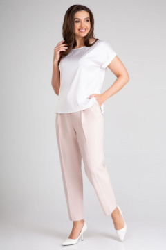 Брюки укороченные со стрелками из текстиля для повседневности IVARI 310/1 пудра - фото 2