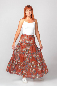 Юбка расширенная из шифона, летняя, повседневный стиль Соджи 442 рыжий - фото 2