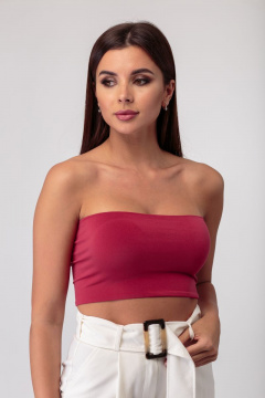 Летний топ без бретелей из текстиля, универсальный и стильный Anelli 767 бордо - фото 3