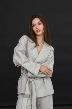 Брюки, жакет SK Brand SK7139 серо-бежевый - фото 2