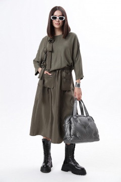 Комплект блуза и юбка из вискозы с оригинальным декором LM К6869 - фото 2