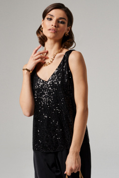 Блузка из пайеток с V-горловиной без рукавов Панда 178640w черный - фото 1