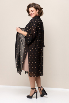 Легкая блуза из шифона и нарядное платье с коротким рукавом VOLNA 1326 черно-бежевый - фото 4