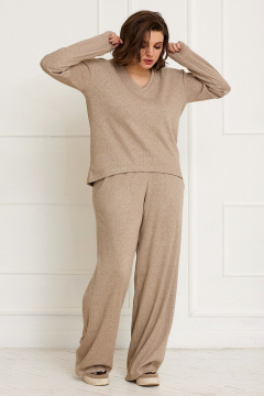 Бежевые брюки свободного кроя с эластичным поясом BegiModa 6046 песок - фото 4