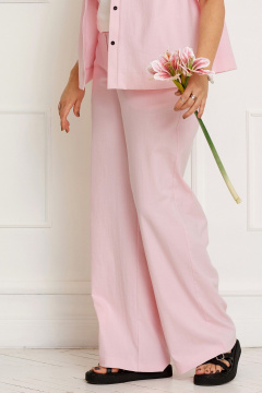 Розовые летние брюки прямого силуэта из легкой ткани BegiModa 6048 розовый - фото 4