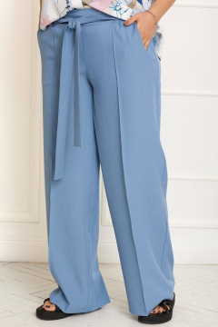Голубые брюки свободного кроя с эластичным поясом BegiModa 6049 топаз - фото 5
