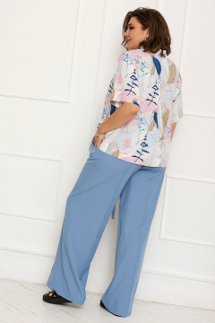 Голубые брюки свободного кроя с эластичным поясом BegiModa 6049 топаз - фото 4