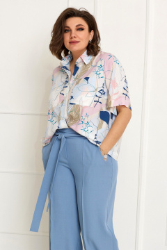 Голубые брюки свободного кроя с эластичным поясом BegiModa 6049 топаз - фото 2